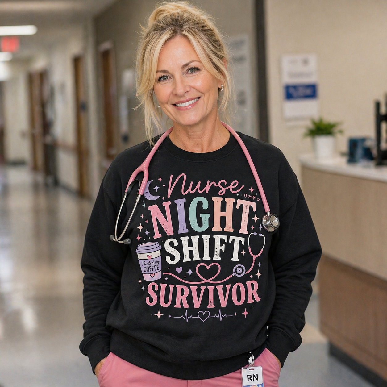 Nurse Night Shift Survivor Crewneck